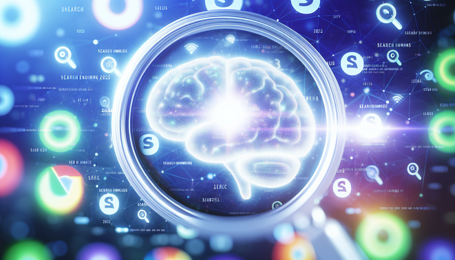 alt_text: Futuristic cover depicting AI-driven SEO in 2025, featuring a glowing AI brain and search icons.