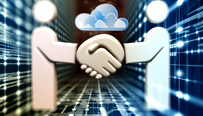 alt_text: "A handshake symbolizes the partnership between Google Cloud and the Linux Foundation amidst cloud tech."